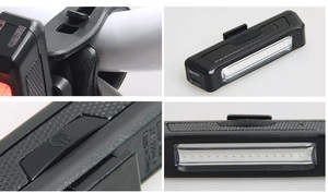 Năng lượng mặt trời COB <span class=keywords><strong>LED</strong></span> Xe Đạp Ánh Sáng Thiết lập 5-chế độ phía trước phía sau đuôi ánh sáng IPX5 không thấm nước ABS khung đêm cưỡi đèn - Product Image 5