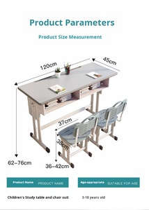 Bureaux et chaises doubles au design moderne pour l'école Tables d'étude en bois personnalisables pour le salon ou l'hôtel - Product Image 6