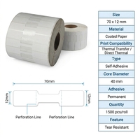Etiquetas de Joyería Personalizadas de Papel Sintético PET en Forma de I de 70x12 mm, Resistentes al Desgarro, Impermeables, con Transferencia Térmica, para Tiendas de Oro y Plata