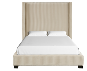Cama Queen Ajustable y Convertible, Moderna, Tapizada, en Caja, Color Beige, con Mechones - Product Image 1