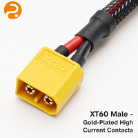 Câble parallèle XT90 haute intensité ROMTRONIC avec isolation en PVC et gaine tressée en nylon pour l'automatisation industrielle et les systèmes de stockage au lithium