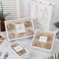 Boîte d'emballage transparente givrée de pâtisserie, pour gâteau et desserts, avec imprimés de marbre, lune, œuf, blancs, 10/2/4/6 trous