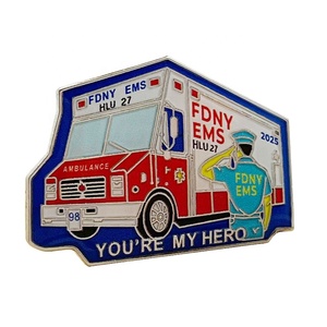 Nhà Sản Xuất Tùy Chỉnh Logo Mềm Men Xe Cứu Thương Ve Áo Pin Với Epoxy Kim Loại Lưu Niệm Quần Áo Ngực Anh Hùng Trâm Huy Hiệu - Product Image 1
