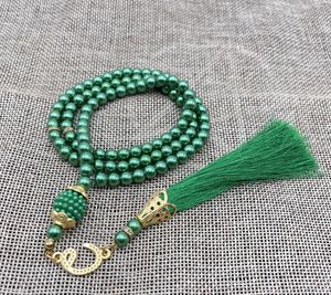 Collana <span class=keywords><strong>Tasbih</strong></span> Musulmana con 99 Perle in Vetro Rotonde, Rosario per Preghiera, Regalo per Eid Mubarak e Ramadan - Product Image 3