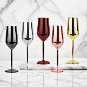 Flûtes à vin et champagne en acier inoxydable incassable de 220 ml avec logo personnalisé, idéales pour les cocktails et boissons. - Product Image 1