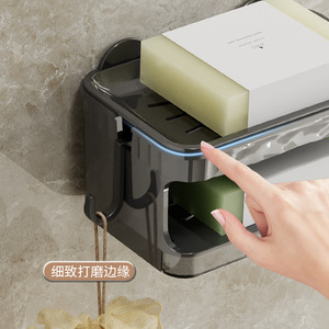 Soporte minimalista para jabonera de montaje en pared, rectangular, drenable, para encimera de cocina y baño, hecho de material Pp - Product Image 1