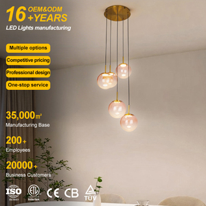Lampes suspendues d'intérieur, style nordique, salon, îlot de cuisine, éclairage moderne, dégradé - Boule de verre colorée, suspension - Product Image 1