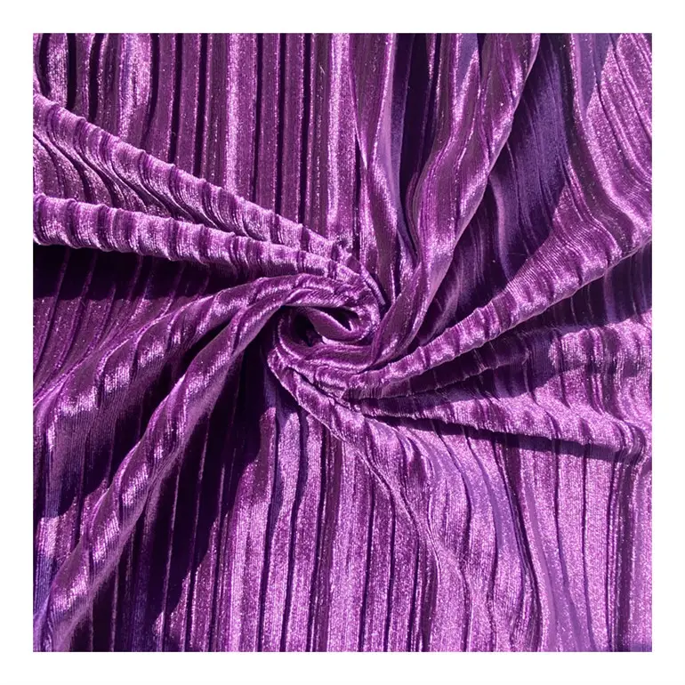 German super stretchy pleated stripe velvet material fabric for clothing dress wholesale trade