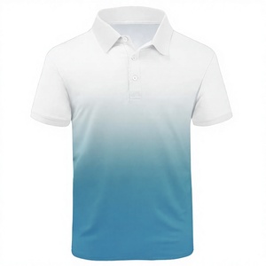 Polo homme à manches courtes en coton tricoté, dégradé de couleurs, décontracté, pour le golf, respirant. - Product Image 1