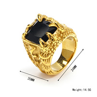 Bague pour homme en acier inoxydable avec zircon en forme de griffe d'aigle