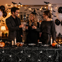 Nappe rectangulaire en plastique effet toile d'araignée pour Halloween, grande taille, pour la décoration de la maison et des fêtes d'Halloween