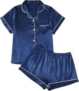 Ensemble en satin de soie pour femme Quiet Girl, haut boutonné et pantalon, vêtements de détente légers pour l'été - Product Image 4