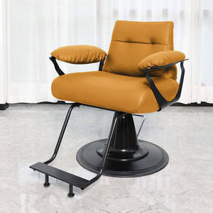 Fauteuil de barbier hydraulique noir, mobilier de salon, fauteuil en cuir PU, base ronde, repose-pieds pliable - Product Image 3