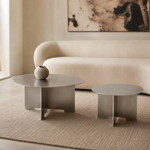 Modernes Handgefertigtes Gebürstetes Edelstahl Couchtisch-Set mit Langlebigem Design für Wohnzimmermöbel - Product Image 1