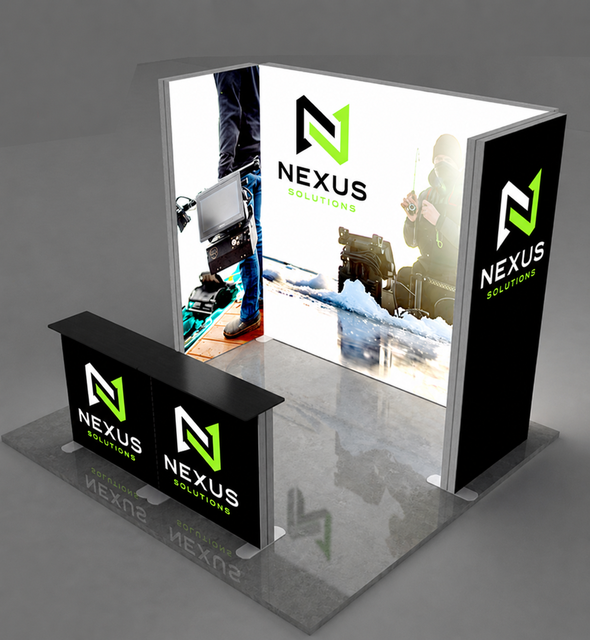Custom Modular Double Side Portable Modular Frameless Seg Fabric Led Light Box Exhibition Trade Show Display Stand Booth