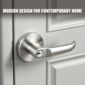 Manija de Puerta Curva Ergonómica Moderna TIANYI, Palanca de Acero Inoxidable Cepillado con Roseta Redonda, Cerradura para Puerta Interior con Llaves - Product Image 4