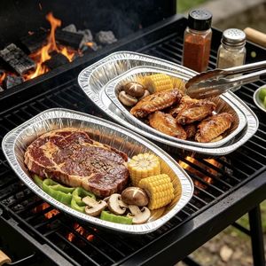 Barquettes alimentaires ovales jetables en aluminium, moules de cuisson, récipients de service pour barbecue - Product Image 1