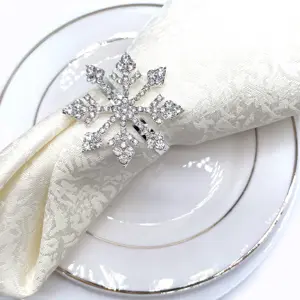 Серебряные кольца для салфеток со снежинками, Праздничные подставки для салфеток для столовой, годовщины, дня рождения, Рождества, для вечеринки, сервировка стола