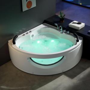 <span class=keywords><strong>Baignoire</strong></span> d'angle autoportante moderne en acrylique de 1,5 m pour 2 personnes, avec jets dorsaux, pour relaxation et massage, idéale pour villas et hôtels - Product Image 1