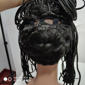 <span class=keywords><strong>Parrucca</strong></span> Bob Corta <span class=keywords><strong>con</strong></span> Frangia, <span class=keywords><strong>Parrucca</strong></span> Intrecciata Box Braids in Fibra Sintetica Resistente al Calore, Capelli Crochet Twist per Cosplay per Donne di Colore - Product Image 6