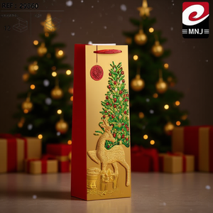 Bolsa de Vino de Plástico con Estampado Dorado de 12.8*36*8.4 cm para Regalos Navideños y Artículos Festivos - Product Image 3