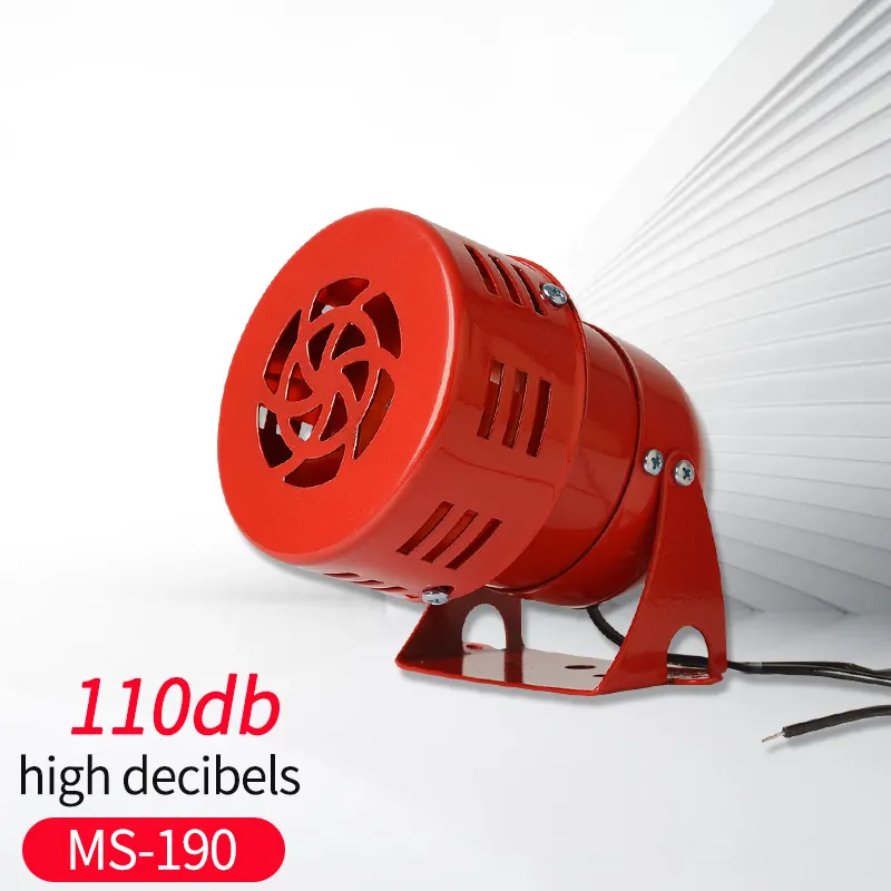Mini tornillo de viento de metal ms190, alarma de fuego eléctrica, sirena de motor rojo, 110dB