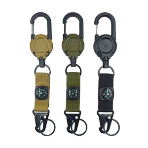 Clip porte-clés d'extérieur avec boussole, boucle rétractable automatique, crochet de suspension multifonction pour accessoire de sac à dos - Product Image 1