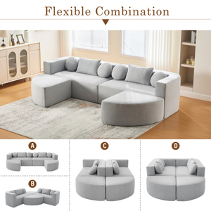 Boneless Modular Sectional Set 114.9" Free-Combined L-Shape <b>Modern</b> Villa <b>Bed</b> with Deep Seating Eco-Friendly - Product Image 4