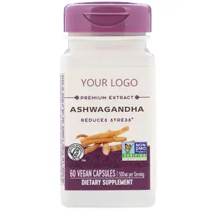 Suplemento orgánico de soporte para relajante de Withania, extracto de Ashwagandha, cápsula de Ashwaganda