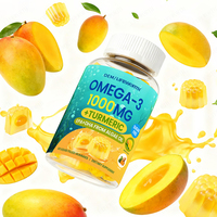 Gummies véganes Oméga-3 Lifeworth 1000mg + Curcuma - Alternative à l'huile de poisson Oméga 3 pour adultes - DHA d'algues 600mg & EPA 300mg