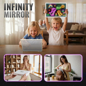 Tableau de dessin LED miroir : Effet abysse profond, tableau d'art lumineux avec marqueurs acryliques colorés pour le divertissement des enfants - Product Image 1