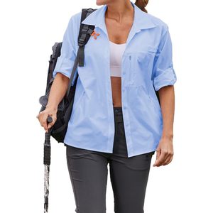 Camisa de Manga Larga para Mujer con Protección Solar UPF 50+, Secado Rápido, con Bolsillos y Cuello Marinero, para Senderismo de Verano - Product Image 1