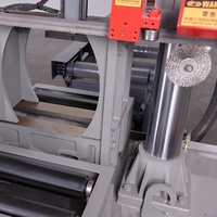 Moteur 7,5 kW pour machine à scier à ruban à onglets horizontale automatique à double colonne, à coupe angulaire rotative, avec boîte de vitesses mécanique et lame centrale