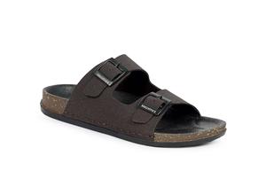 Sandalias de corcho con doble tira de ante sintético marrón, soporte de arco y punta abierta con hebilla - Product Image 4