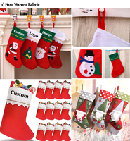 Chaussettes de Noël personnalisées en feutre non tissé, velours, décoration suspendue de Noël, sac cadeau pour bonbons, emballage, pour broderie