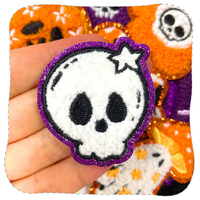Halloween 3D Fuzzy Chenille Brodé Patches Set Fantôme Crâne Citrouille Sorcière Chapeau Chauve-Souris Chaudron Fer Patch DIY pour Enfants