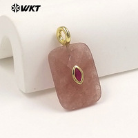 WT-P2139 Vente en gros usine Pendentifs facettés carrés en zircon et pierres précieuses naturelles en forme d'œil, pour la création de bijoux de style simple