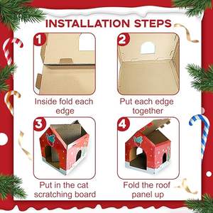 Luxuriöses Interaktives Umweltfreundliches Weihnachts-Katzenkratzhaus Festliches Pappspielhaus Karton-Feiertagsgeschenk-Deko Inklusive Katze - Product Image 5