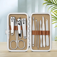 Ensemble de manucure 10-en-1 en acier au carbone, 10 pièces, portable, durable, avec étui, multifonctionnel, pour usage domestique, coupe-ongles et outils à ongles