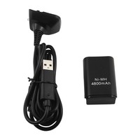 Manette sans fil 360, kit 2-en-1 pour jouer et charger avec batterie externe en plastique de 4800 mAh, communication filaire, noir et blanc