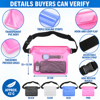 Pochette de taille pour téléphone en PVC transparent OEM personnalisée avec triple étanchéité, sangle réglable et quatre couleurs pour la natation, la pêche et les voyages