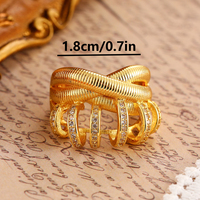 Bague Serpent Torsadée Plaqué Or 18K avec Zircons Pavés, Bande Large, Bijoux de Mode pour Femme, Vente en Gros, Commande en Gros, Prix d'Usine
