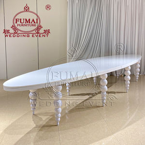 Mesa de comedor ovalada de boda con base de acero inoxidable moderna blanca elegante para uso en hoteles y exteriores - Product Image 1