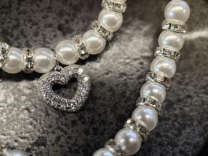 새롭고 우아하며 고급스러운 조절 가능한 하트 모양 펜던트 진주 애완동물 목걸이 고양이와 강아지 목걸이 - Product Image 4