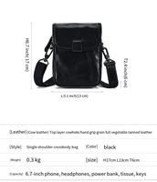 Sac de téléphone portable vintage en cuir véritable haute couture pour homme, imperméable, forme boîte, à porter sur la poitrine, l'épaule ou la taille, 2025