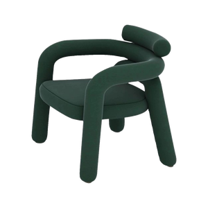 Fauteuil design décontracté en tissu vert avec accoudoirs en tube courbé pour salon - Product Image 5