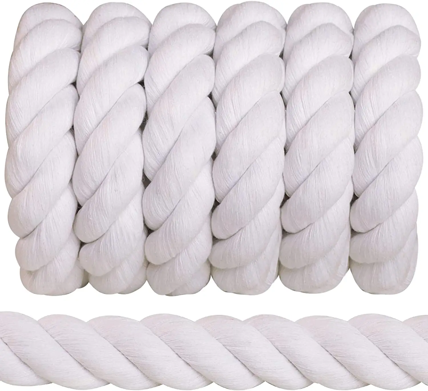 El sanatları için beyaz 30mm bükülü pamuk halat doğal kalın güçlü halat