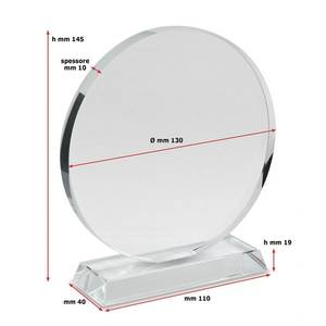 Trofeo in Vetro Liscio e Rotondo con Stampa UV, Diametro 130mm, Base 19mm, per Premi e Fiere - Product Image 2