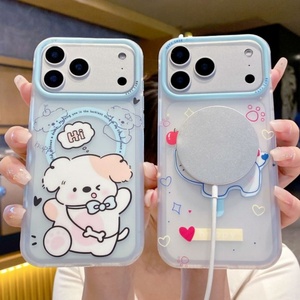 Funda de teléfono OEM con diseño de perro y mariposa de dibujos animados, con efecto brillante, para chicas, con cubierta trasera magnética resistente para iPhone 17 16 15 14 13 - Product Image 2