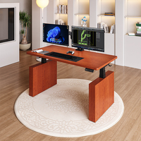 Bureau électrique en bois massif à double moteur, réglable en hauteur, avec tiroir modulaire et plateau à grain de bois, modèle 2026, vente chaude